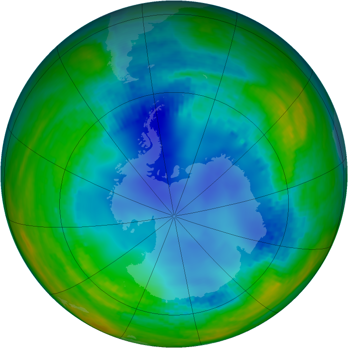 Antarctic ozone map for 31 July 2003